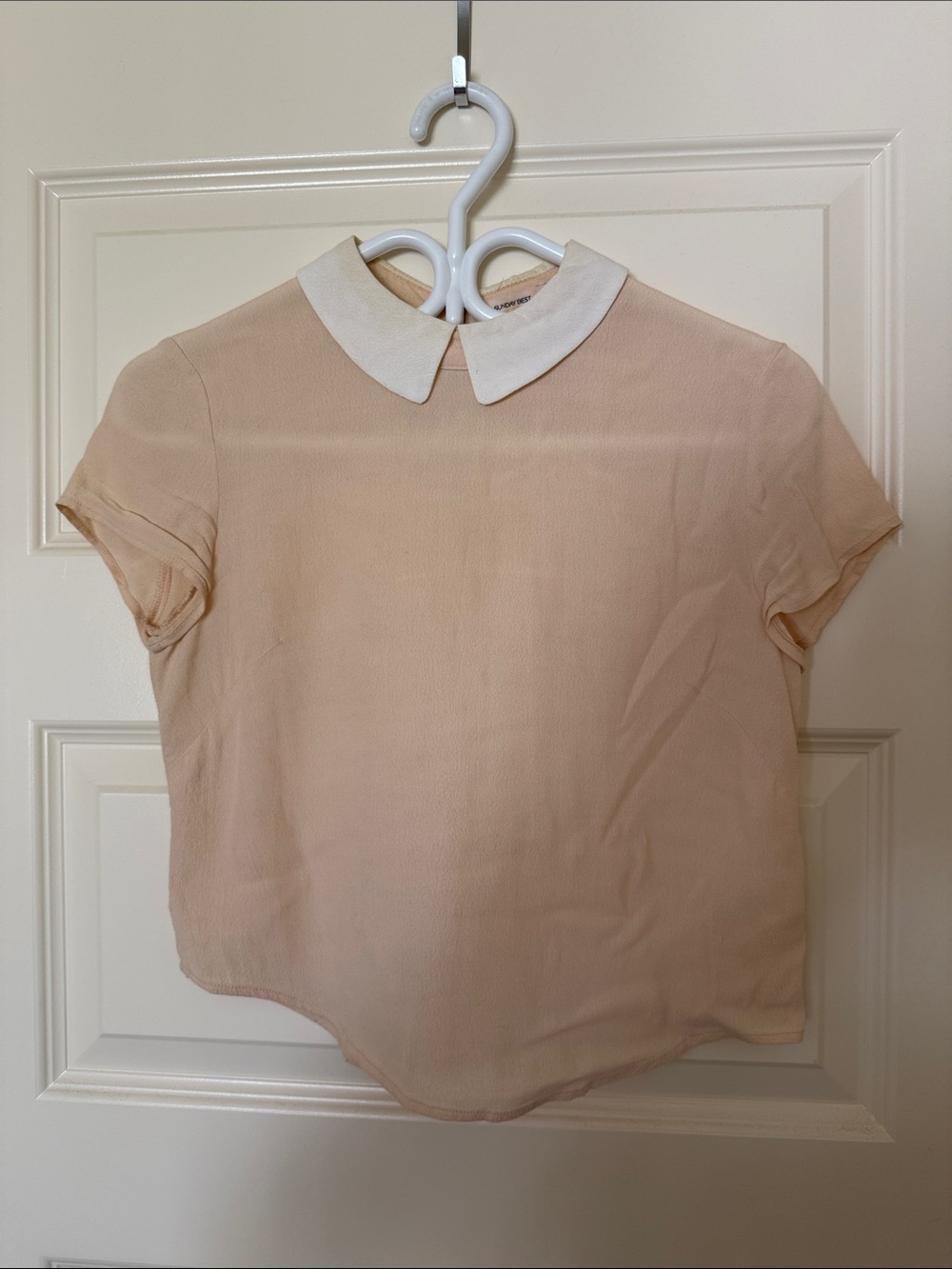 Sunday Best Creamy Blush Blouse with White Collar